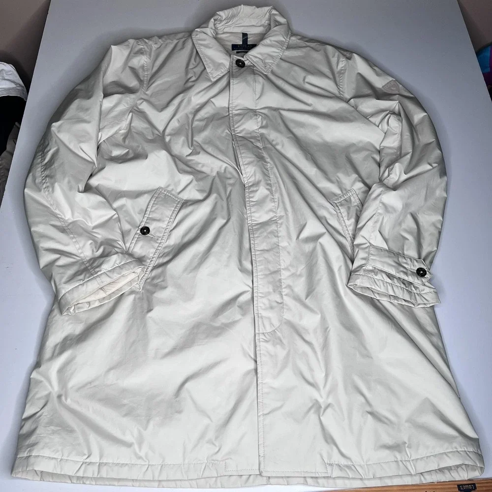 Polo Ralph Lauren Coat Mens XL White Insulated Rain Performance Mid Length‎